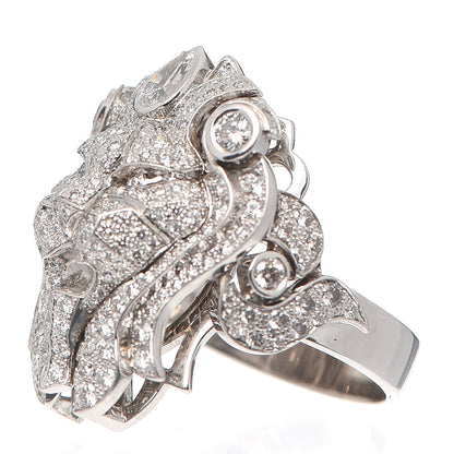 Chanel 18K White Gold Diamond Sous le Signe du Lion Ring 54 6.75 3 of 6