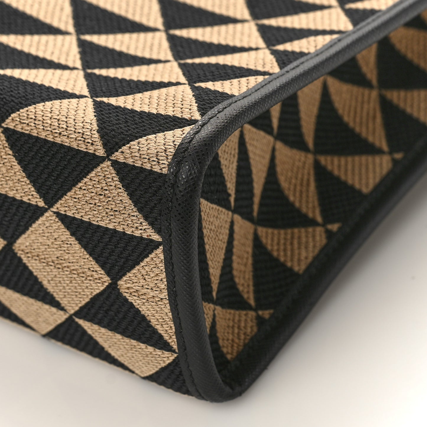 Jacquard Saffiano Triangolo Symbole Embroidered Small Tote Black Corda