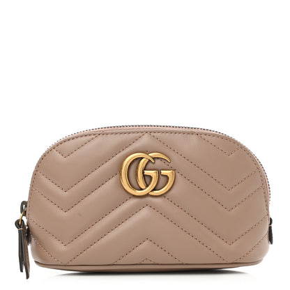 Gucci Calfskin Matelasse GG Marmont Pouch Cosmetic Case Porcelain Rose 1 of 7
