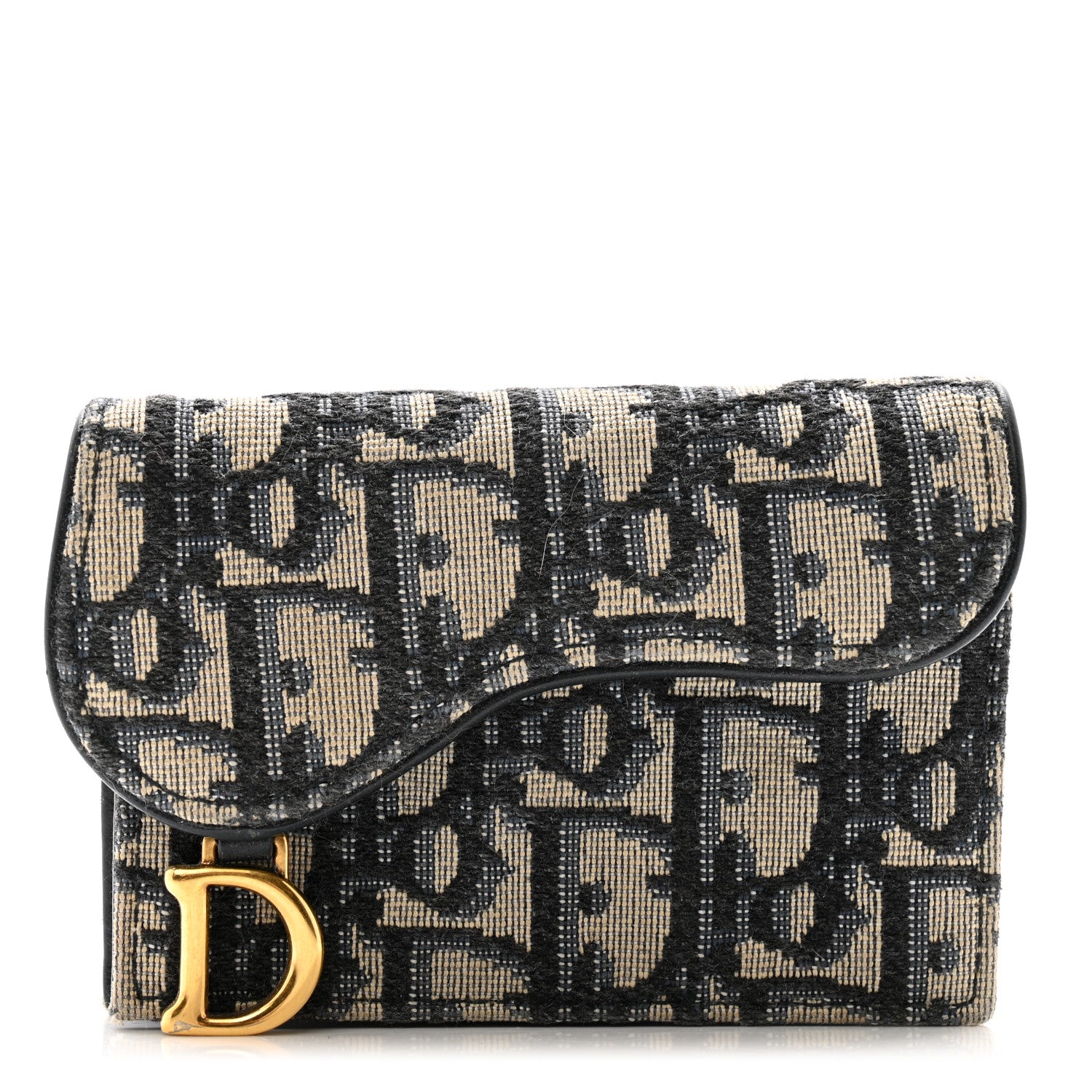 Christian Dior Oblique Saddle Card Holder Blue 1 of 11