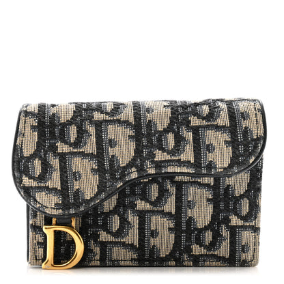 Christian Dior Oblique Saddle Card Holder Blue 1 of 11