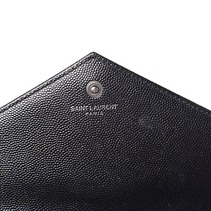 Saint Laurent Grain De Poudre Matelasse Chevron Monogram Chain Wallet Black 6 of 11