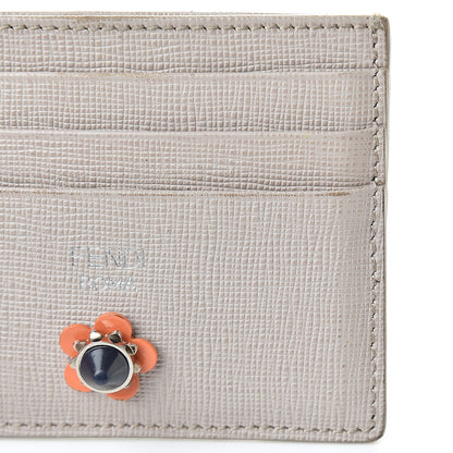 Fendi Vitello Elite Flowerland Card Holder Grigio Polvere 8 of 11