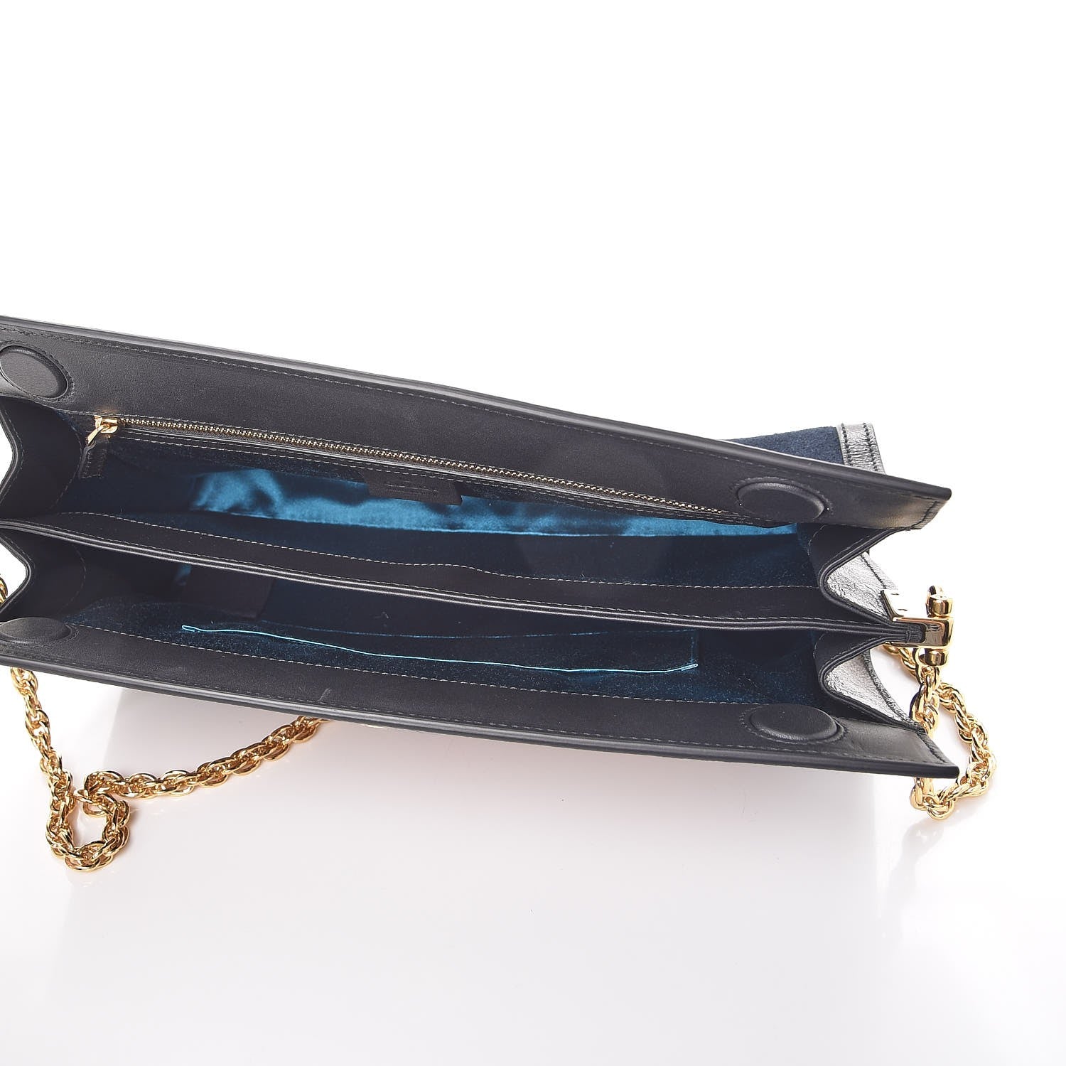 Gucci Suede Patent Web Dragon Embroidered Medium Ophidia Chain Shoulder Bag Blue Multicolor Black 5 of 7