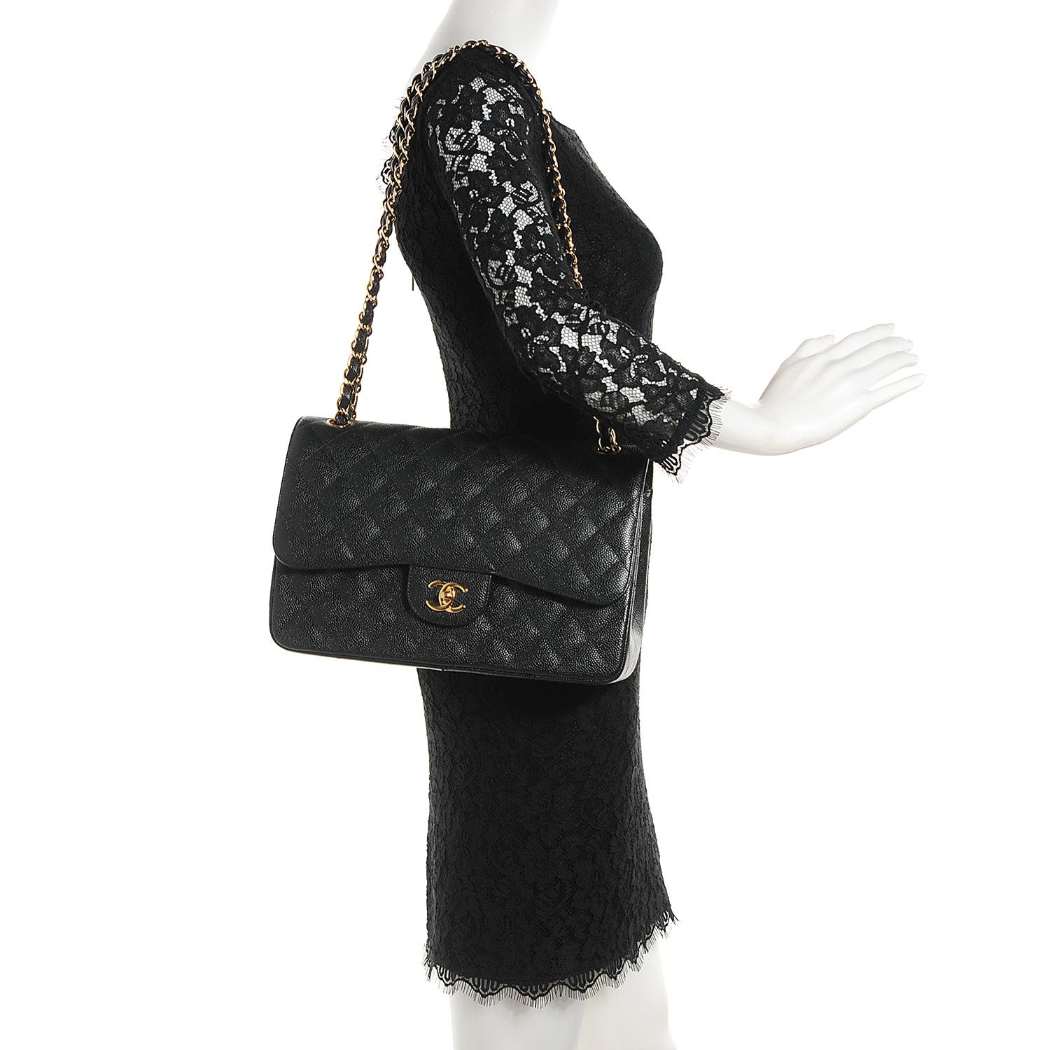 Chanel Caviar Quilted Jumbo Double Flap Black 2 of 8