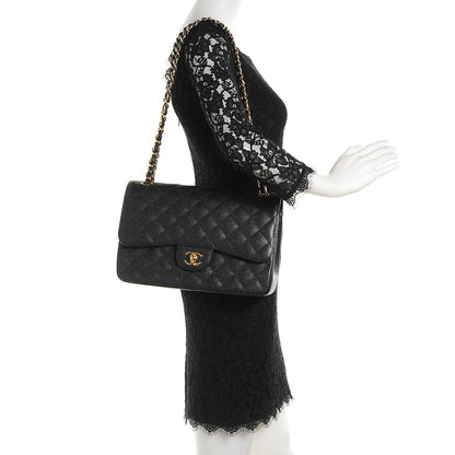 Chanel Caviar Quilted Jumbo Double Flap Black 2 of 8