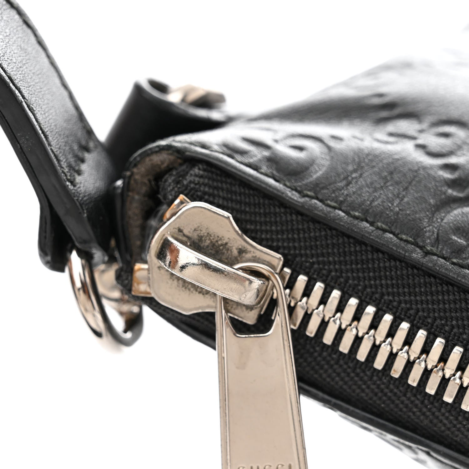 Gucci Guccissima Medium Flat Messenger Bag Black 11 of 16