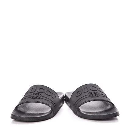 Gucci Rubber Womens Logo Slide Sandals 39 Black 6 of 10