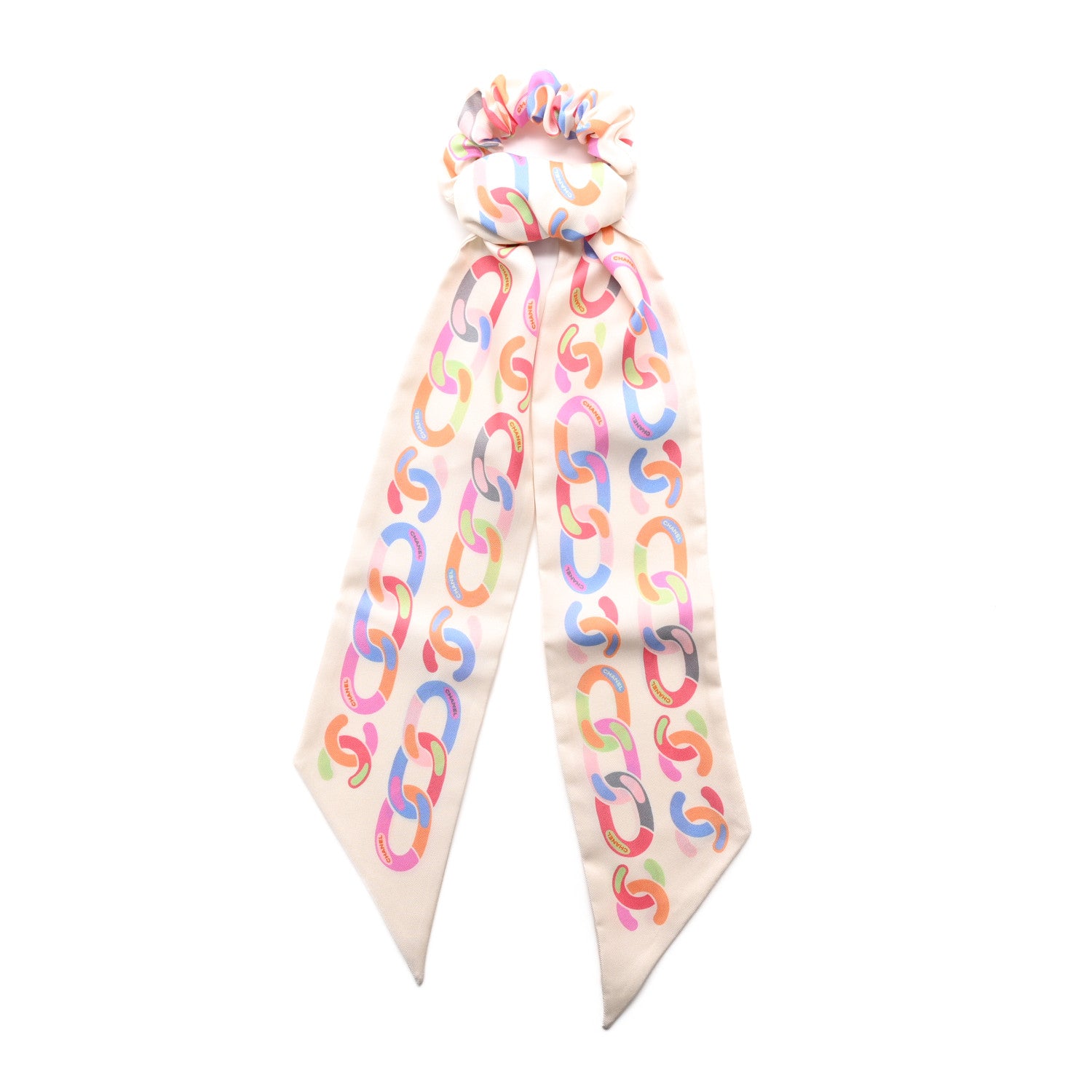 Chanel Silk CC Twilly Hair Tie White Multicolor 1 of 5