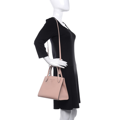 Prada Spazzolato Small Monochrome Top Handle Tote Pesca 2 of 10