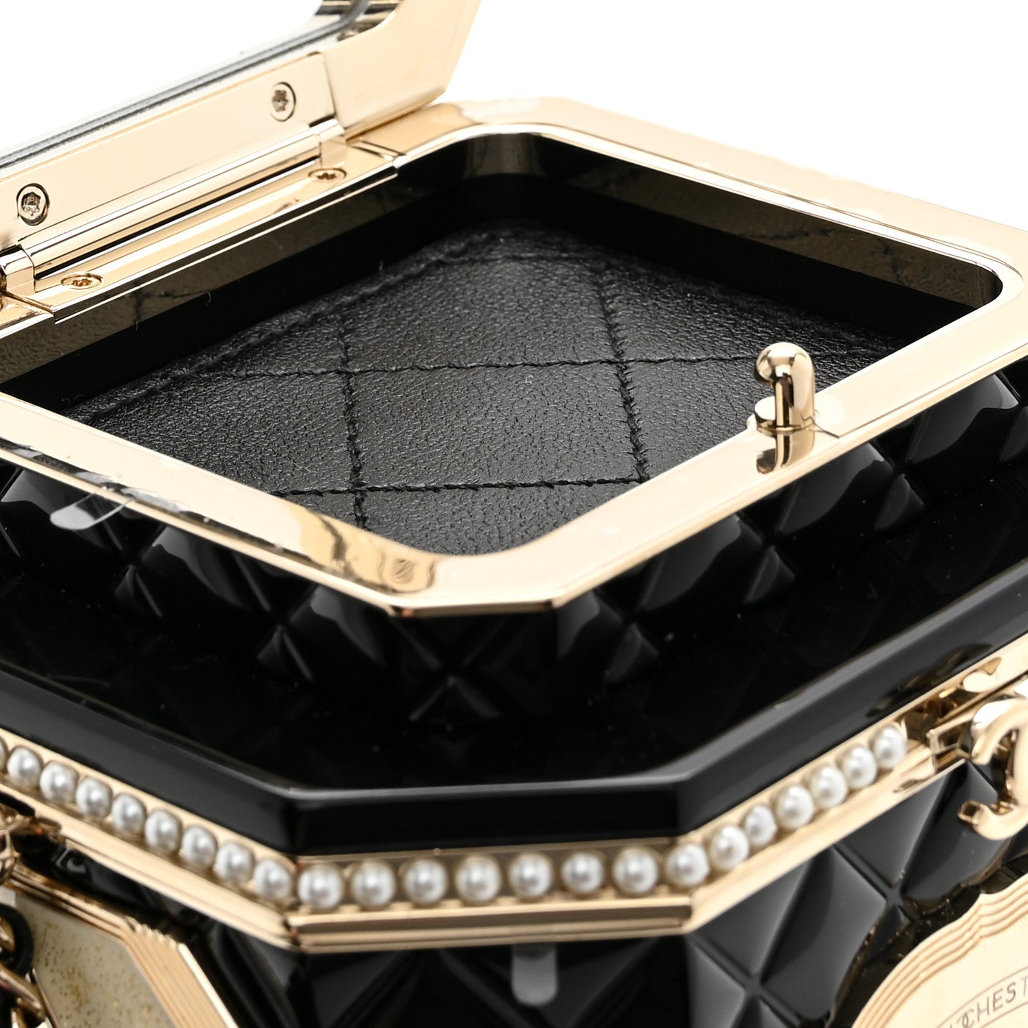 Chanel Resin Pearl Enamel Tea Box Minaudiere Black Gold 11 of 12