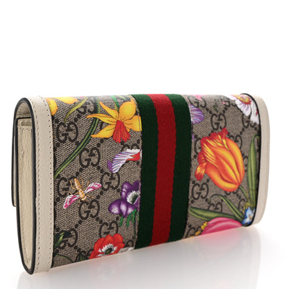 Gucci GG Supreme Monogram Flora Web Ophidia Continental Wallet White 3 of 10