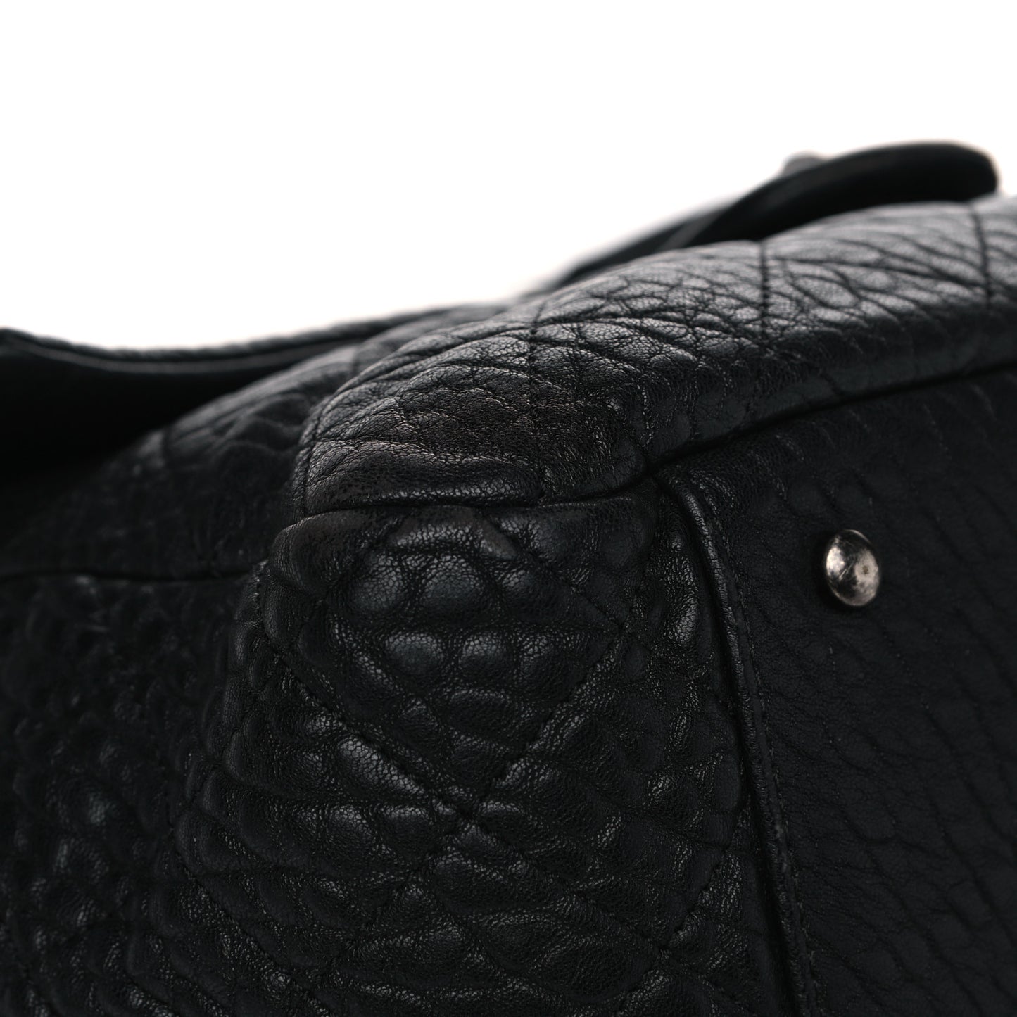 Crumpled Lambskin Quilted Large Tote Black