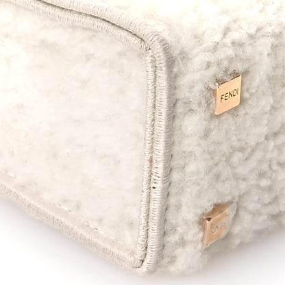 Fendi Shearling Vitello King Plexiglass Logo Mini Fendi Sunshine Shopper Tote White 9 of 10