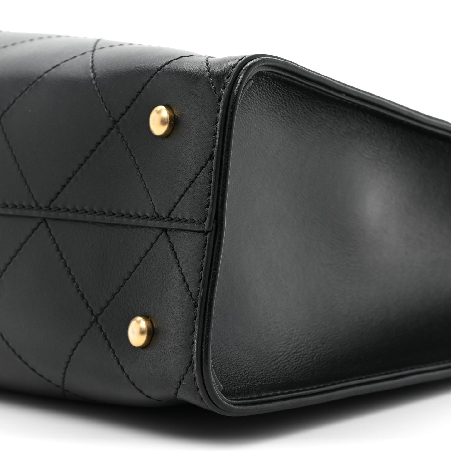 Calfskin Stitched Large Shopping Tote Black