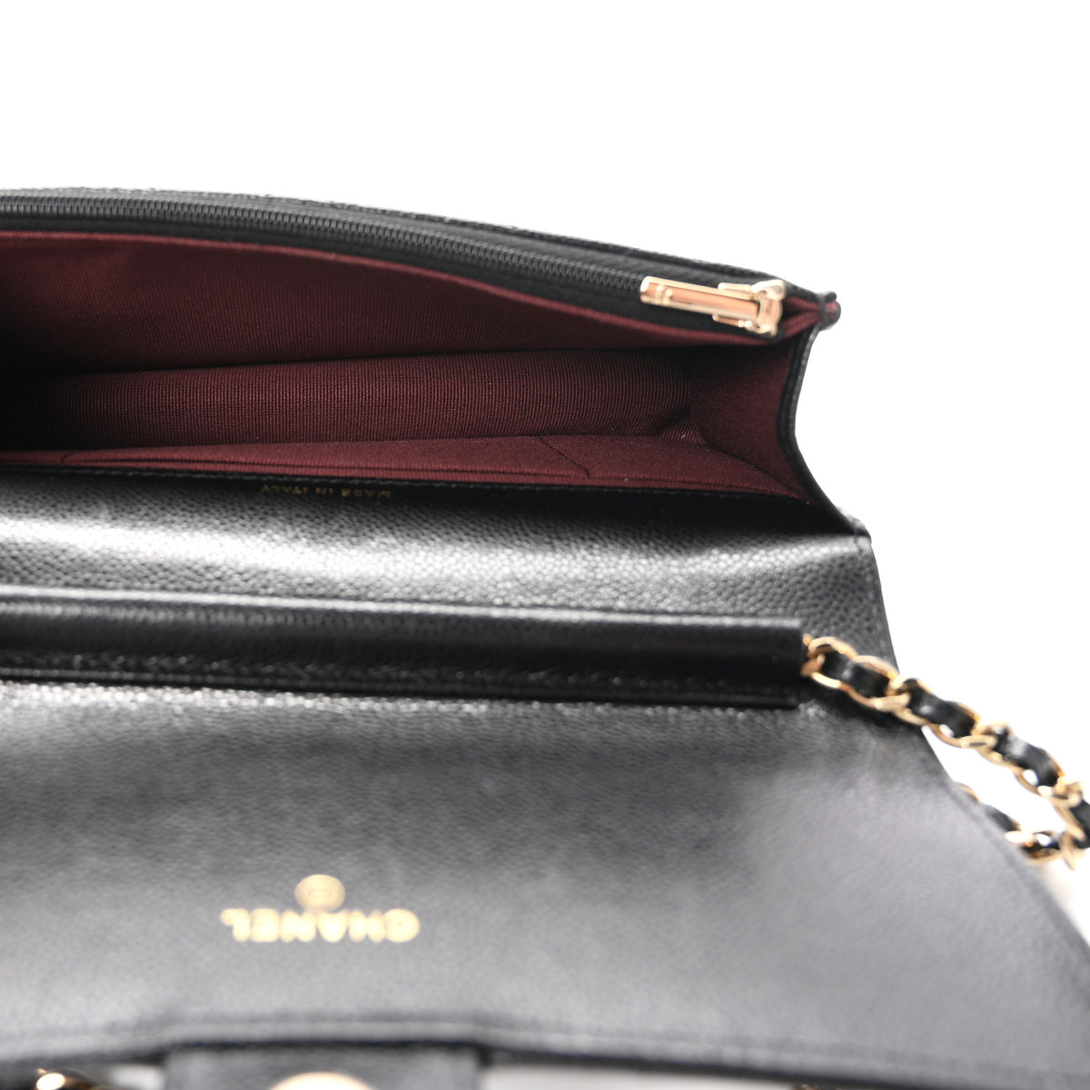 Caviar Quilted Flap Phone Holder With Chain Black