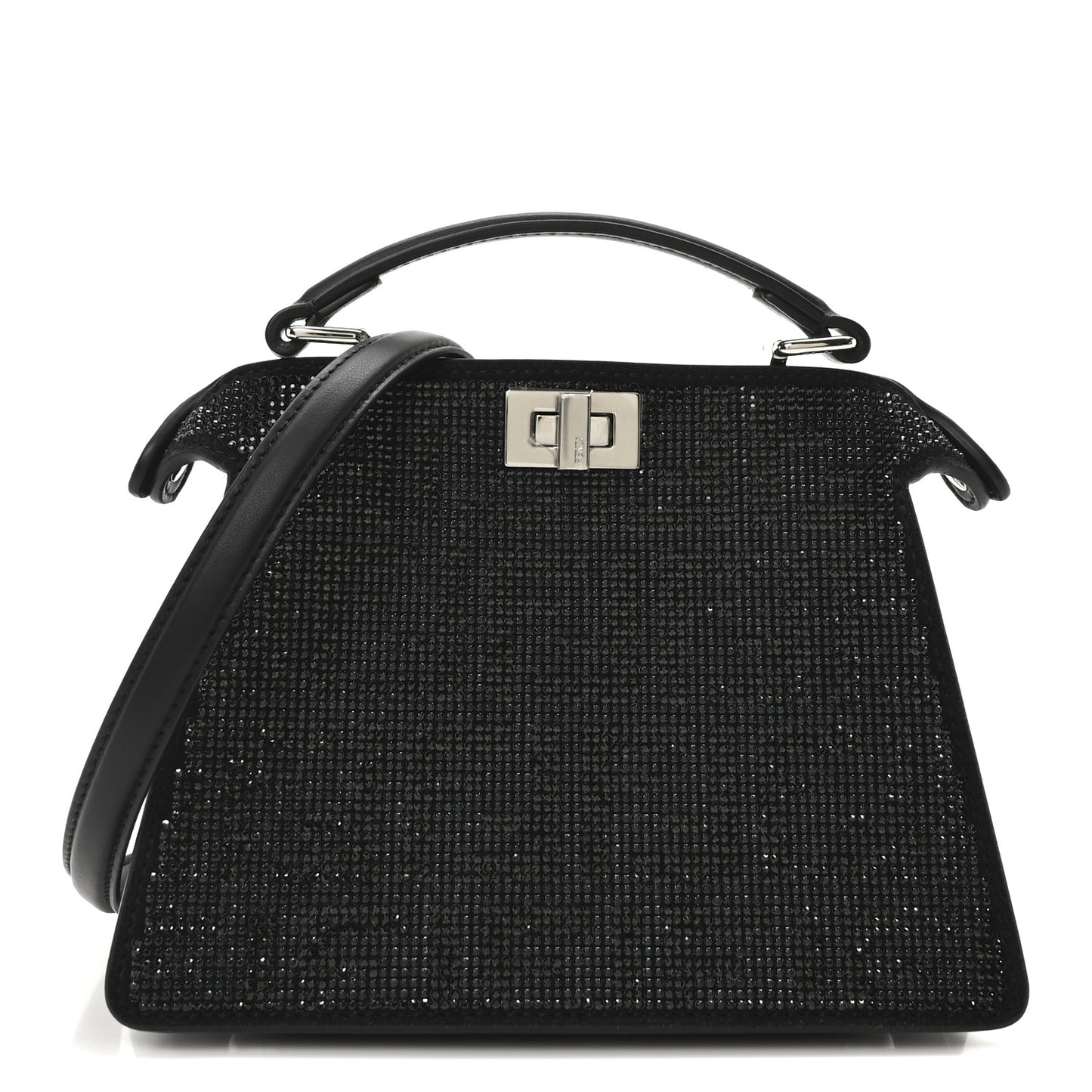 Crystal Shiny Nappa FF Petite Peekaboo I SEE U Satchel Black