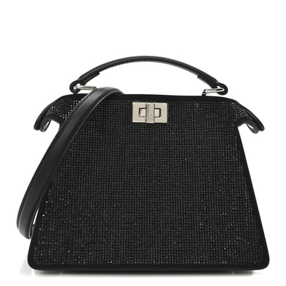 Fendi Crystal Shiny Nappa FF Petite Peekaboo I SEE U Satchel Black 1 of 10