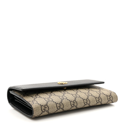 Gucci Dollar Calfskin GG Supreme Monogram Petite GG Marmont Wallet Chain Bag Black Beige Ebony 4 of 12