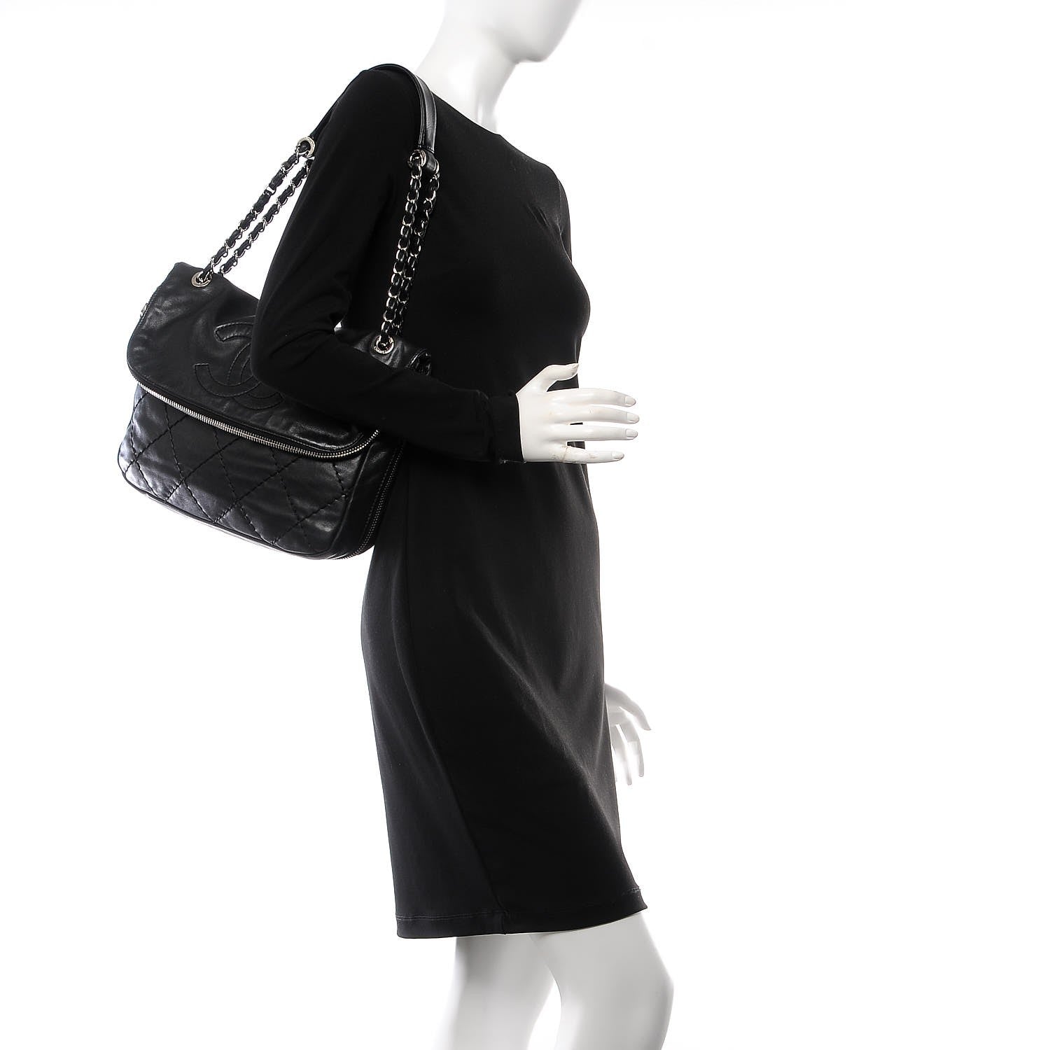 Chanel Calfskin Stitched Expandable Flap Black 2 of 10