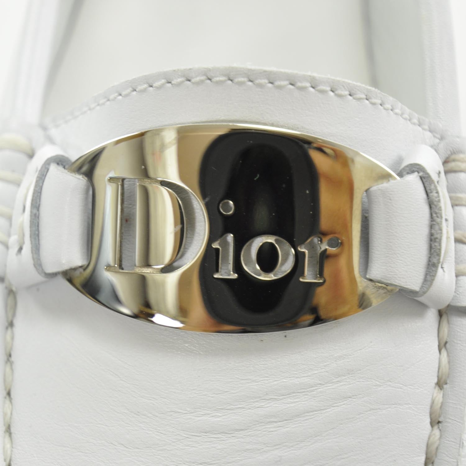 Christian Dior Leather Driving Loafers 35.5 White 5 of 8