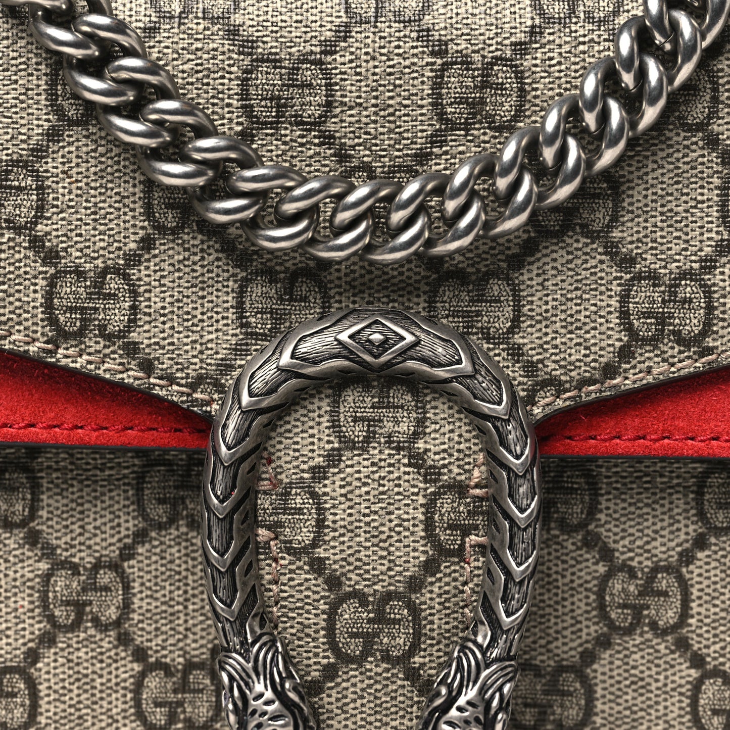 GG Supreme Monogram Mini Dionysus Shoulder Bag Hibiscus Red