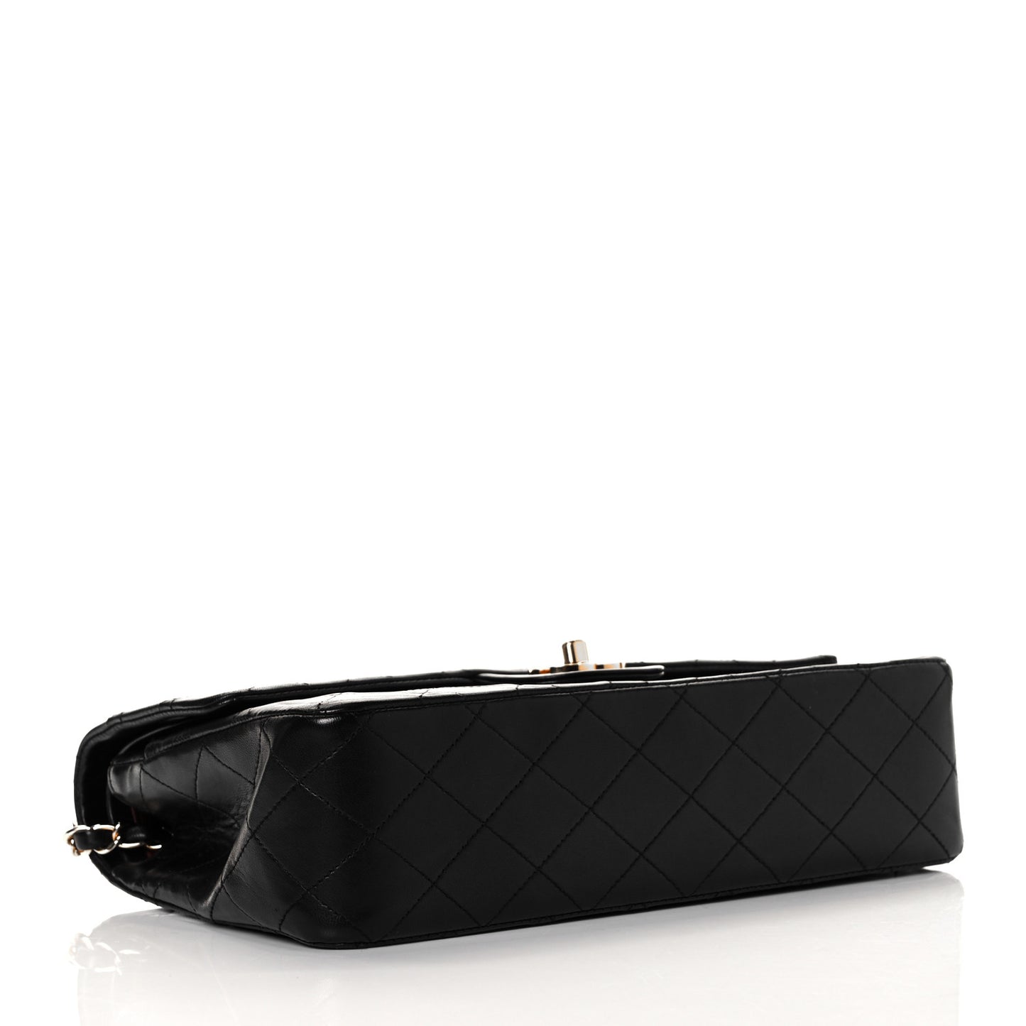 Lambskin Quilted Medium Double Flap Black