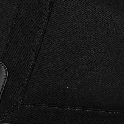 Balenciaga Cotton Canvas Calfskin M Navy Cabas Black White 10 of 10