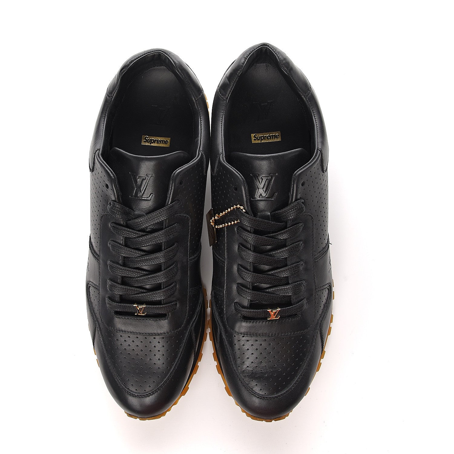 Louis Vuitton X SUPREME Calfskin Run Away Sneakers 10 Black 9 of 9