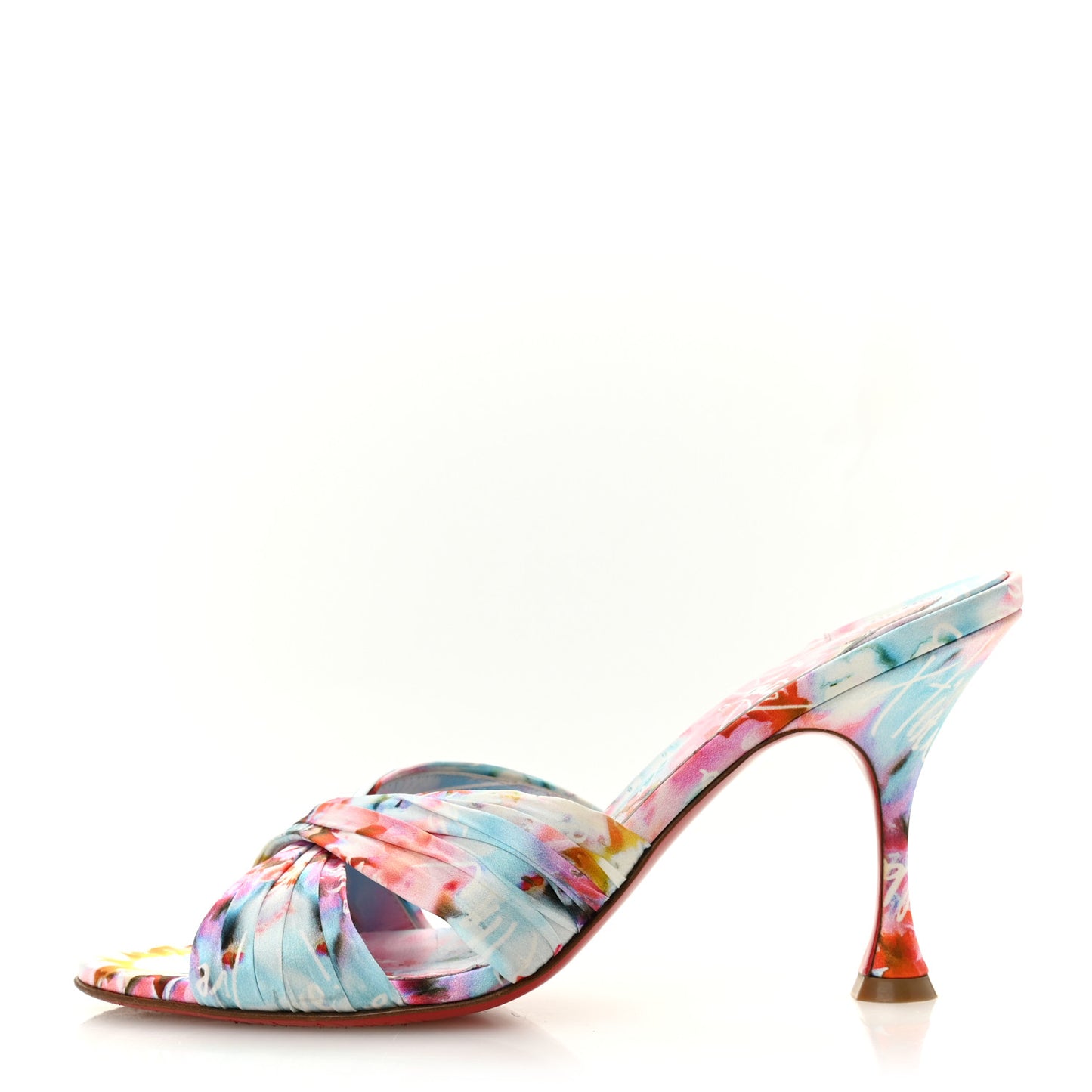Crepe Satin Celebration Print Nicol Is Back 85 Slide Sandals 39 Multicolor