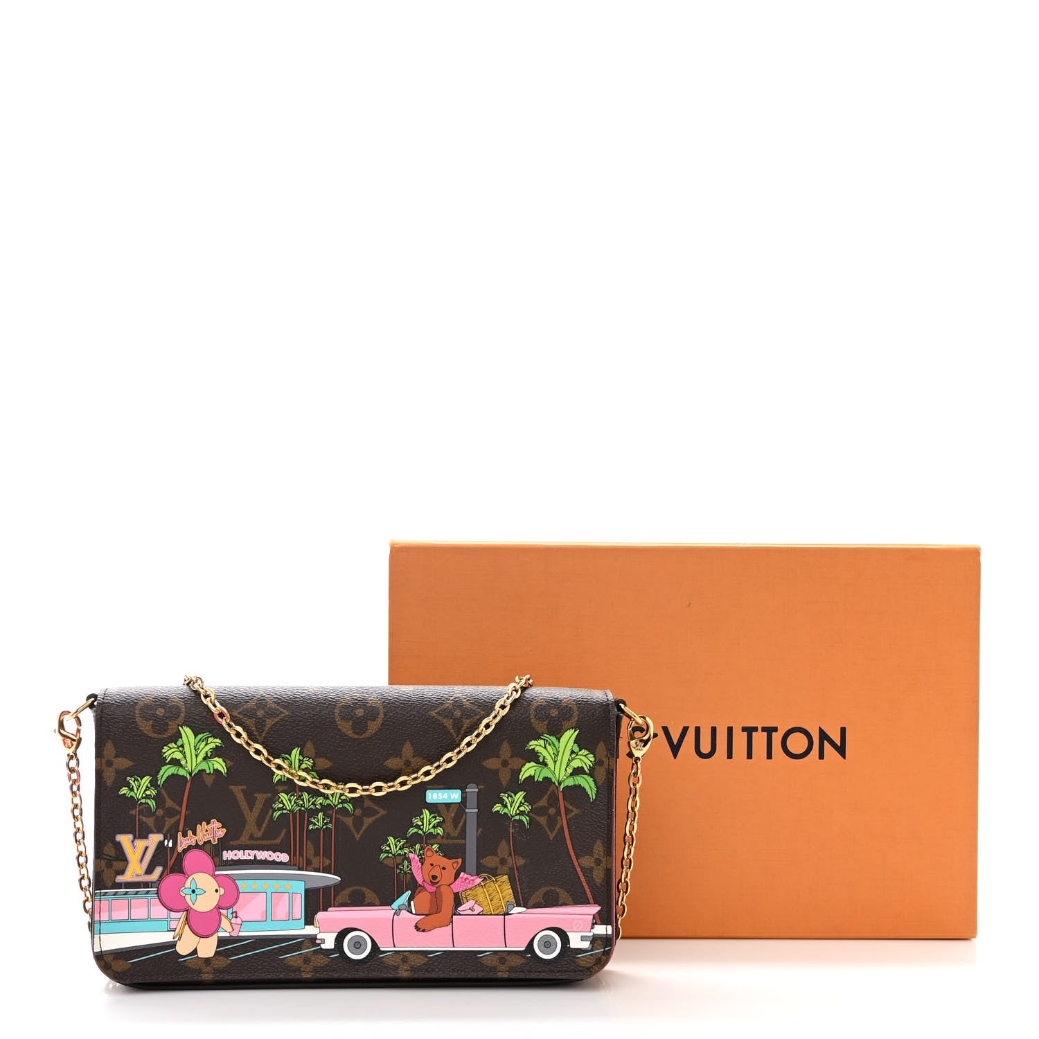 Louis Vuitton Monogram 2021 Christmas Animation Hollywood Pochette Felicie Chain Wallet Fuchsia 15 of 15