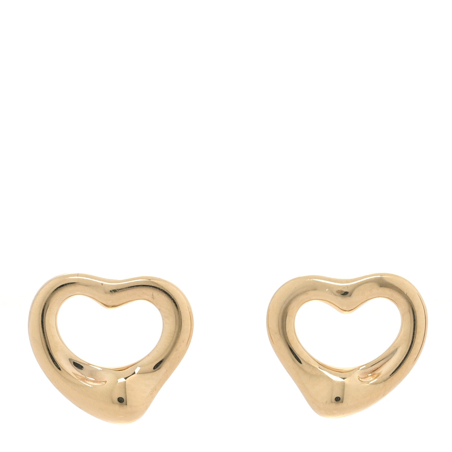 Tiffany 18K Yellow Gold 11mm Elsa Peretti Open Heart Earrings 1 of 5