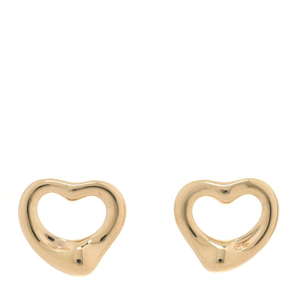 Tiffany 18K Yellow Gold 11mm Elsa Peretti Open Heart Earrings 1 of 5