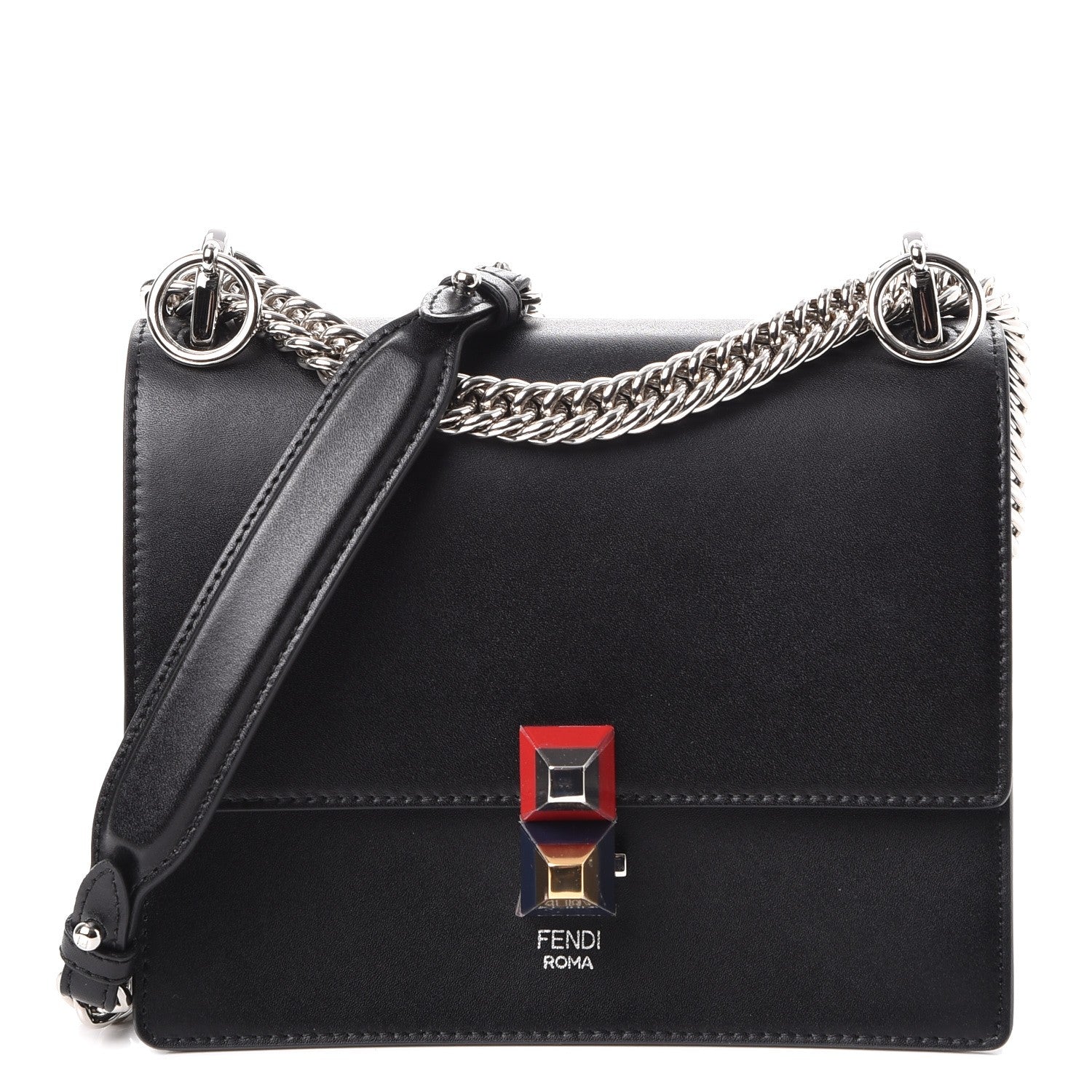 Fendi Vitello Liberty Studded Small Kan I Shoulder Bag Black Multicolor 1 of 7