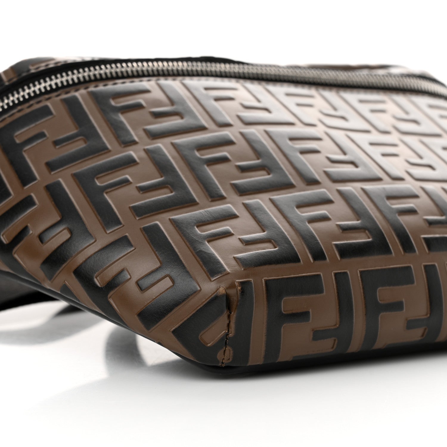 Fendi Vitello Century Bi-Color FF 1974 Embossed Belt Bag Maya Black 9 of 14
