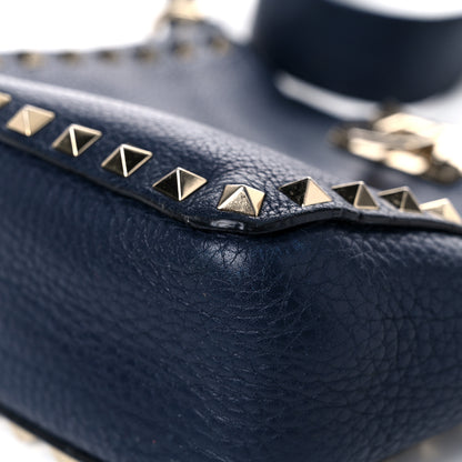Valentino Garavani Pebbled Calfskin Mini Rockstud Flip-Lock Messenger Bag Marine 8 of 23