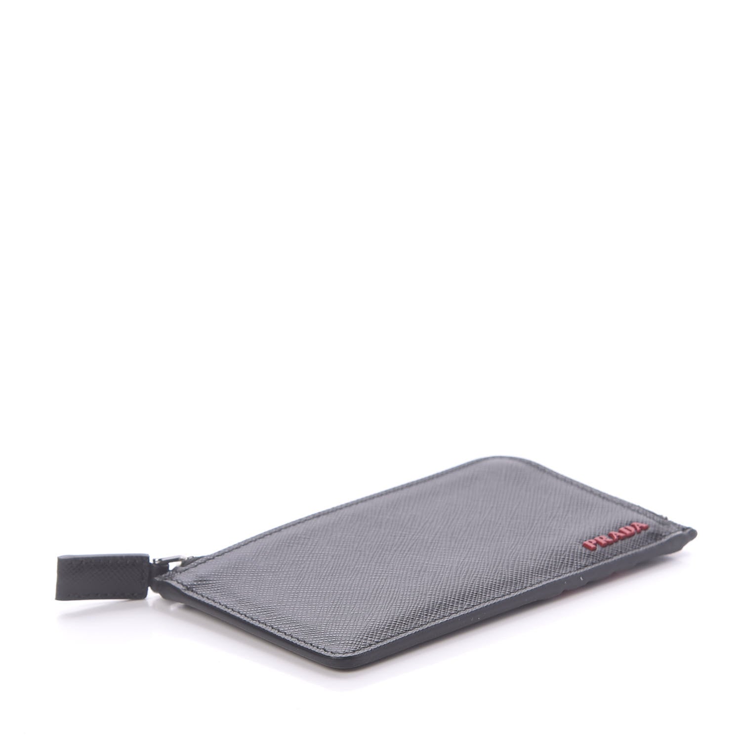 Prada Saffiano Metal Zip Card Holder Black 4 of 9