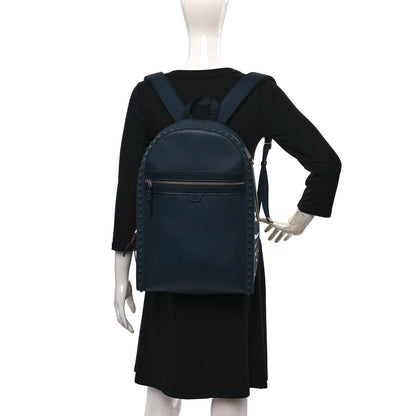 Christian Louboutin Calfskin Nylon Backparis Spiked Backpack Marine 2 of 8