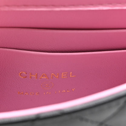 Chanel Lambskin Quilted Bi-Color Top Handle Clutch With Chain Black Pink 7 of 11
