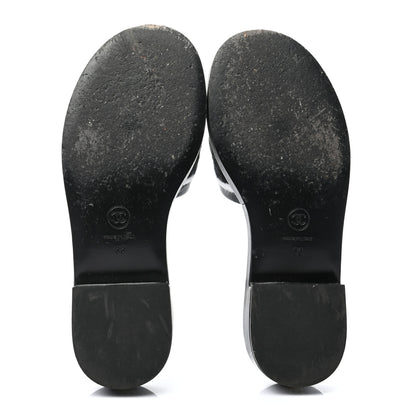 Chanel Lambskin Embroidered CC Mule Sandal 36 Black White 5 of 8