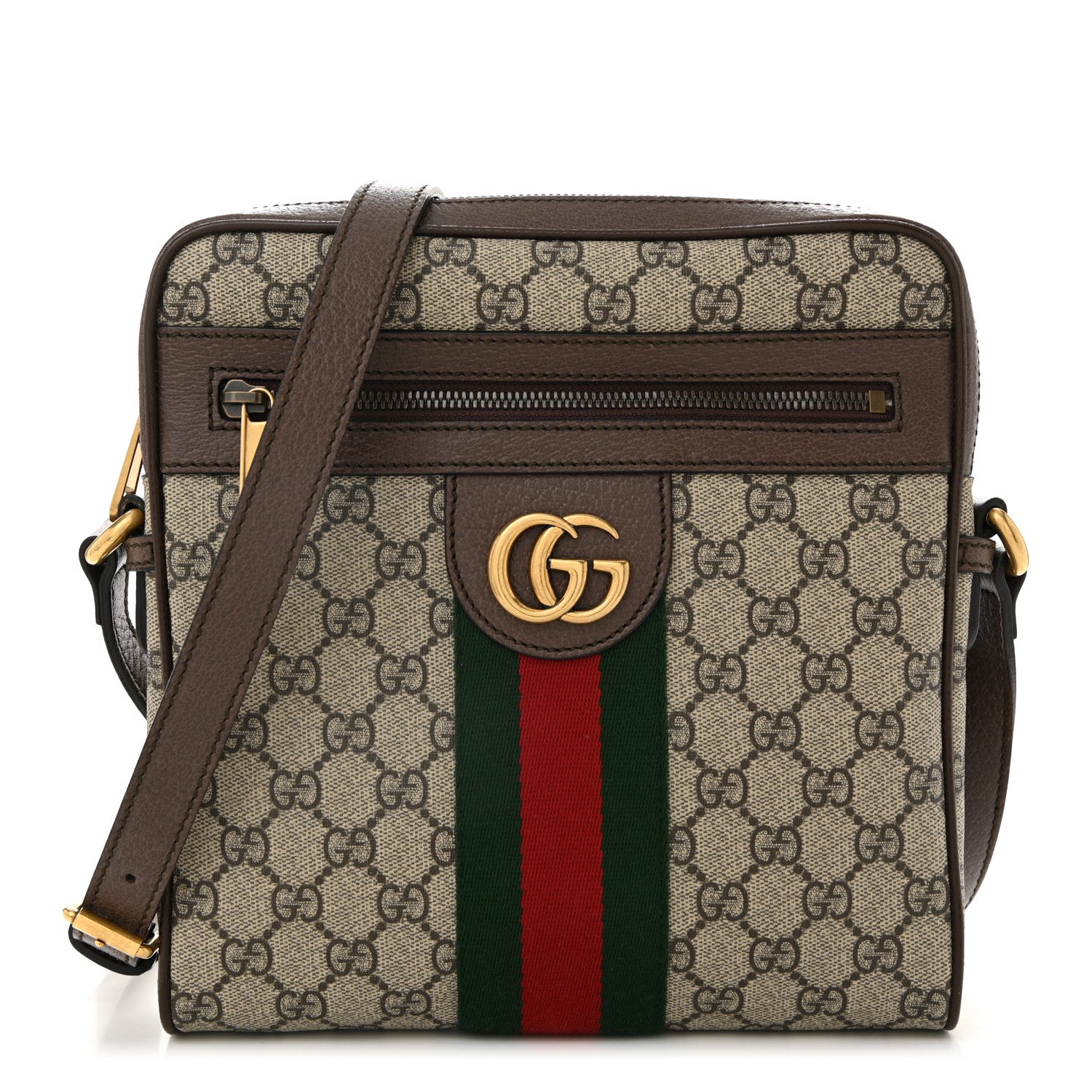 Gucci GG Supreme Monogram Web Small Ophidia Messenger Bag Brown 1 of 10