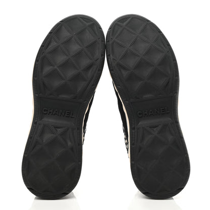Chanel Suede Calfskin Embroidered CC Sneakers 39 Black 5 of 9