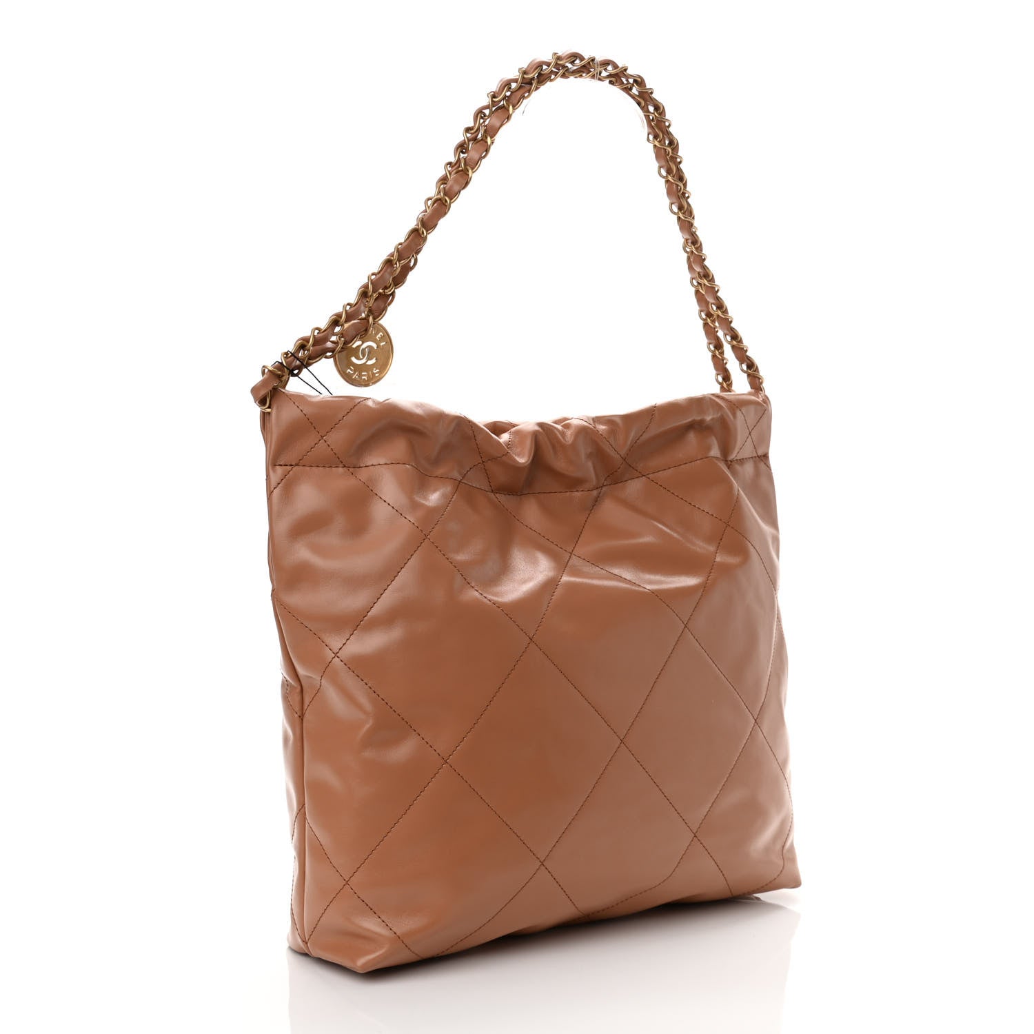 Chanel Shiny Calfskin Quilted Small Chanel 22 Camel 4 of 11