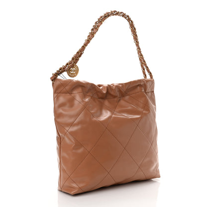 Chanel Shiny Calfskin Quilted Small Chanel 22 Camel 4 of 11