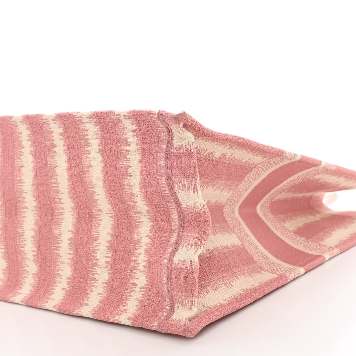 Canvas Embroidered Large Striped Book Tote Pink