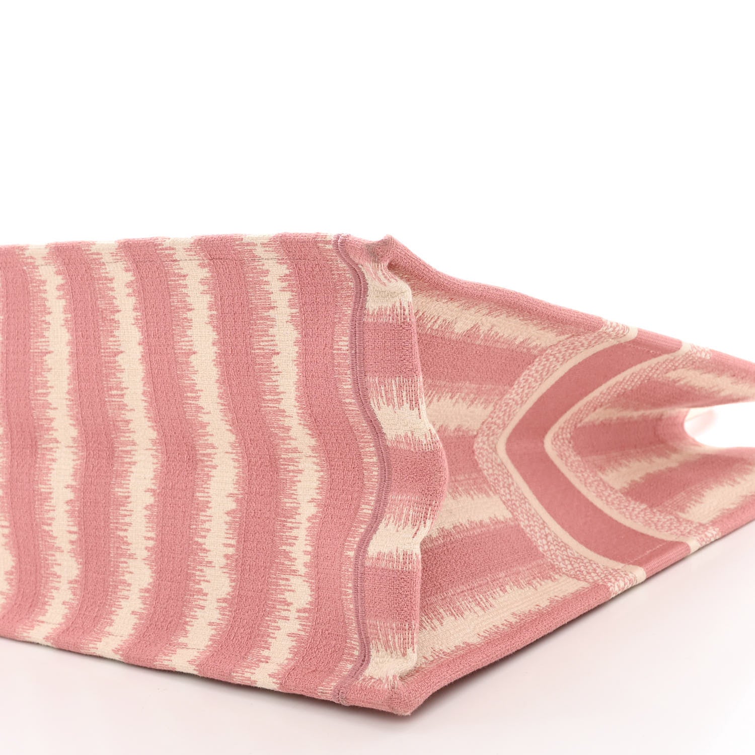 Christian Dior Canvas Embroidered Large Striped Book Tote Pink 9 of 9
