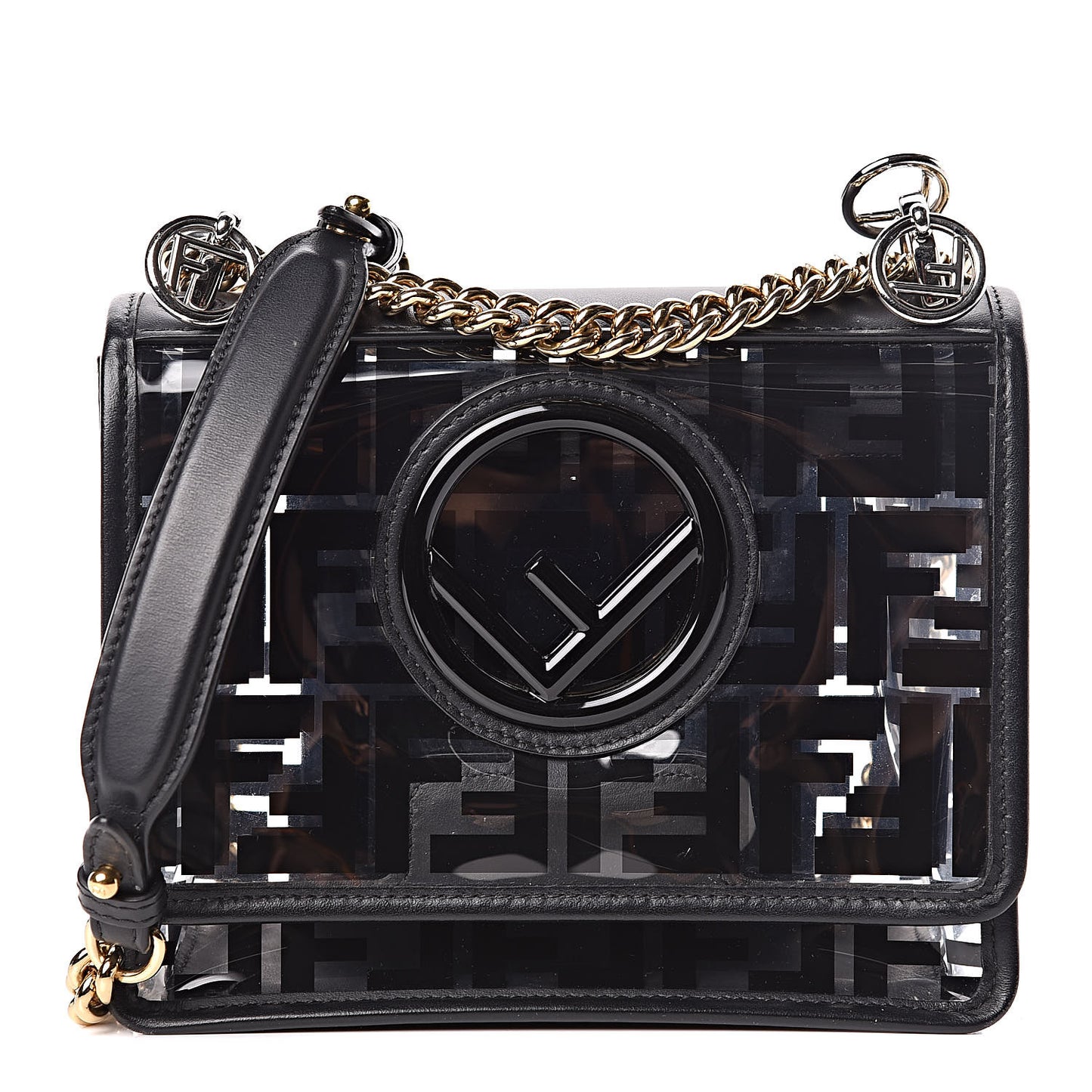 TPU FF Vitello Century F is Fendi Small Kan I Shoulder Bag Black
