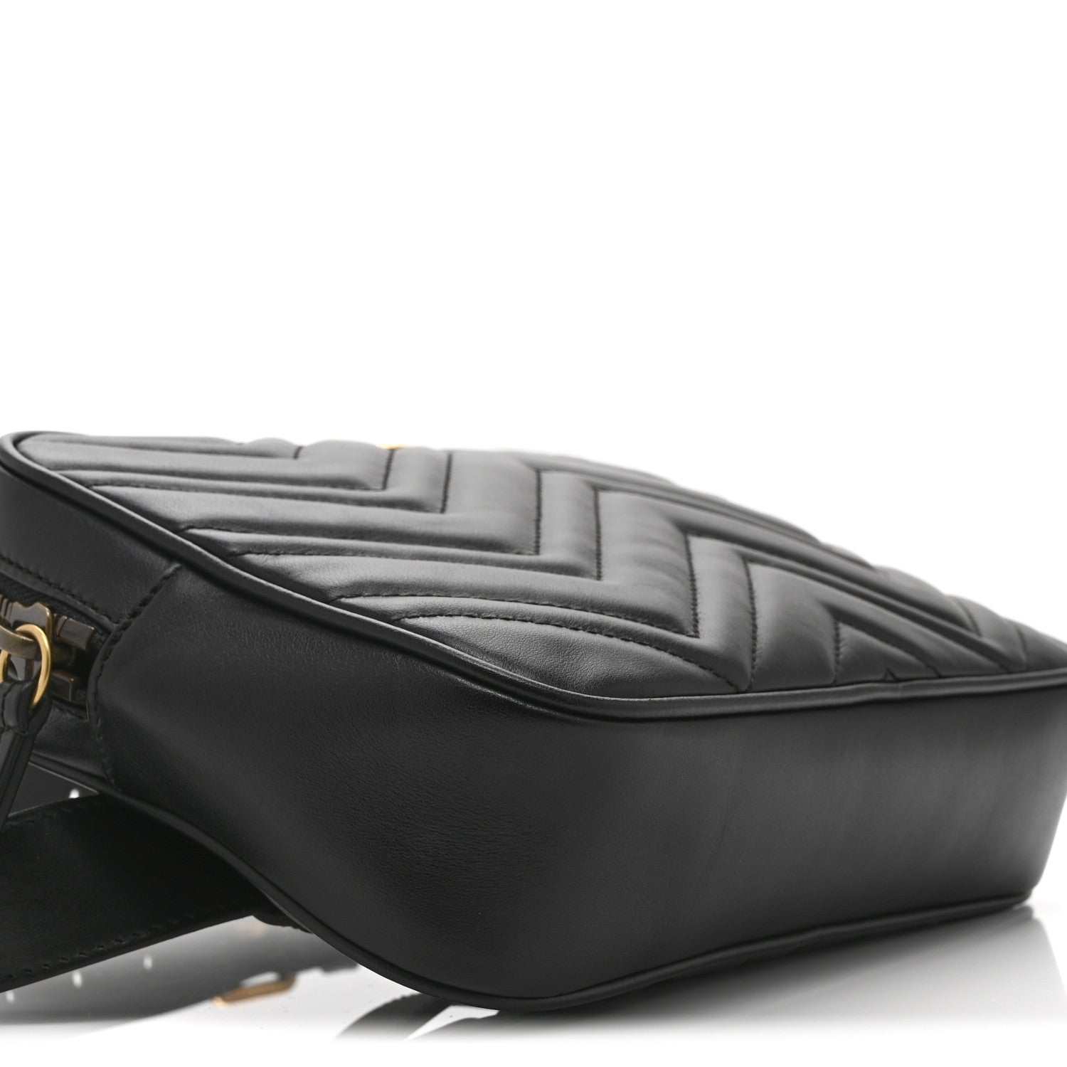 Gucci Calfskin Matelasse Mens GG Marmont Belt Bag 80 32 Black 9 of 10
