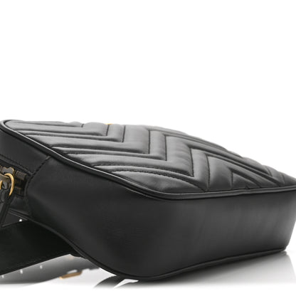 Gucci Calfskin Matelasse Mens GG Marmont Belt Bag 80 32 Black 9 of 10