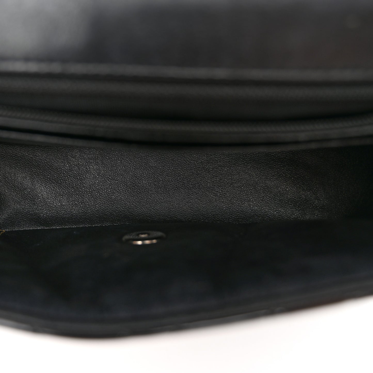 Patent Calfskin Chevron Quilted Mini Rectangular Flap Black